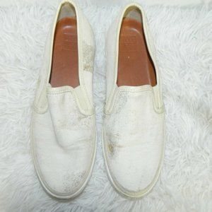 FRYE Sneakers Canvas Slip  White Distressed   7M 